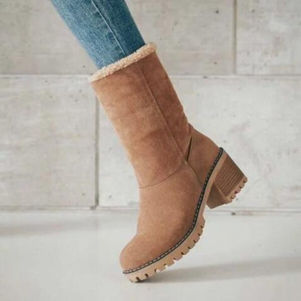 Women's Chunky Heel Round Toe Snow Boots - Image 6