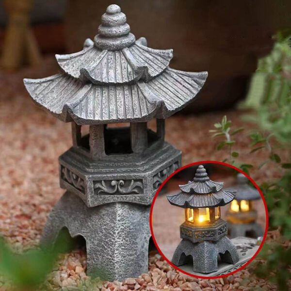 Retro Decorative Solar Tower Resin LED Outdoor Landscape Lighting - Image 12