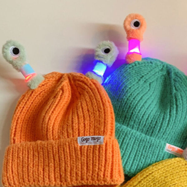 Winter Parent-Child Cute Glowing Little Monster Knit Hat - Image 23