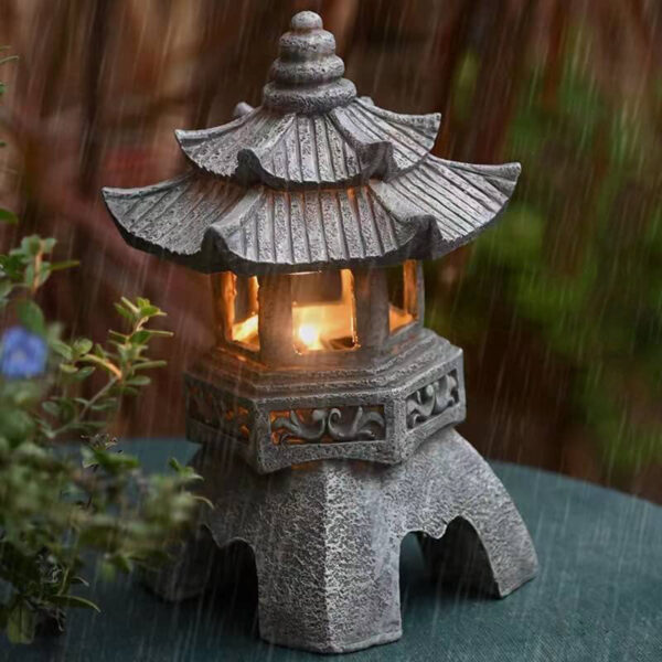 Retro Decorative Solar Tower Resin LED Outdoor Landscape Lighting - Image 20