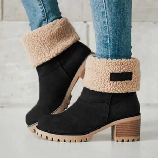 Women's Chunky Heel Round Toe Snow Boots - Image 3