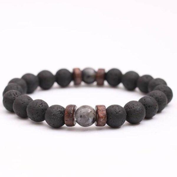 Tibetan Lava Stone Wooden Bead Wrist Chain Buddha Bracelet (13 Designs) - Image 5