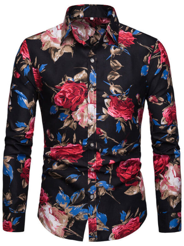 Stylish Relaxed Lapel Beach Floral T-shirts for Men - Image 5