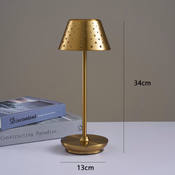 Retro Cordless Table Lamp With Perforated Lampshade - Image 17