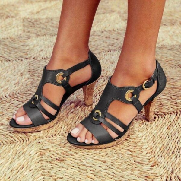 Women's Sandal Euro-roman Women's Shoe Style Cross Kitten Heel Shoes - Image 4