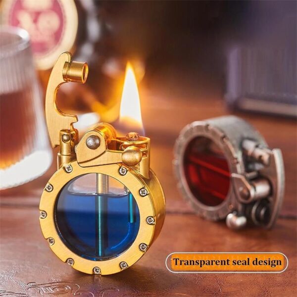 Vintage Trench Lighter Transparent Kerosene Lighter Antique Steampunk Lighter Cool Unique Lighter for Men (No Fuel) - Image 4