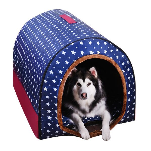 Warm Dog House Print Stars Soft Foldable Pet dogs bed For Puppy large medium Travelling Portable Kennel Mat Cat bed Pet Supplies - Image 2