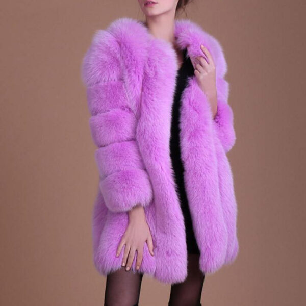 Women faux fur mid-long open front chunky coat | bubble fluffy coat 15 colors - Image 15