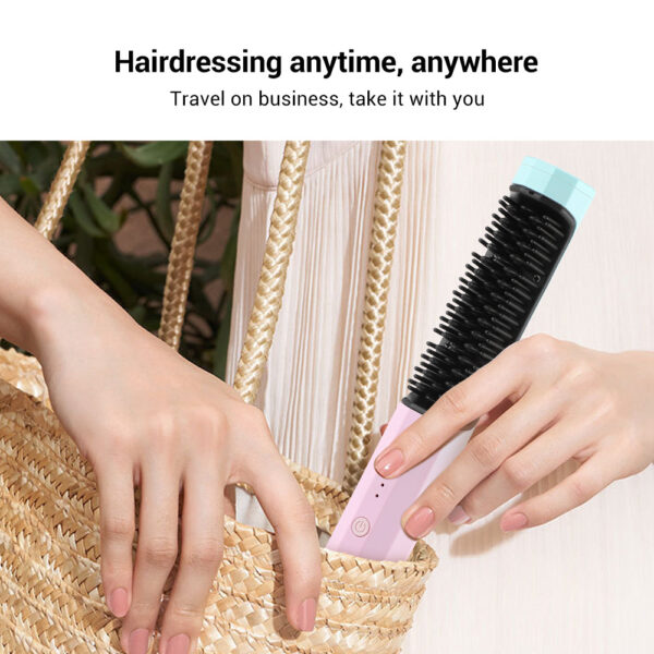 Straightening Comb Rechargeable Hair Wireless Straightener Curler - Image 3