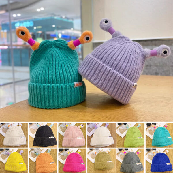 Winter Parent-Child Cute Glowing Little Monster Knit Hat - Image 19