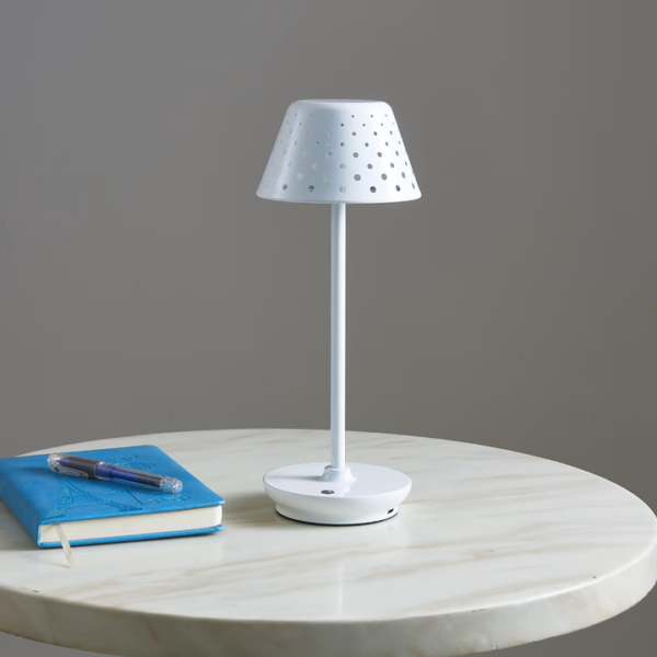 Retro Cordless Table Lamp With Perforated Lampshade - Image 10