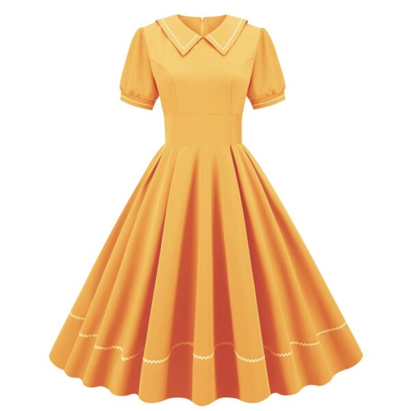 Women Retro Dresses Vintage 1950s Short Sleeve Prom Rockabilly Swing Dress - Image 4