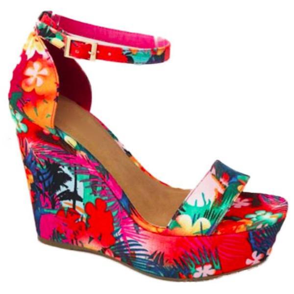 Printed Platform Wedge Floral Open Toe Ankle Buckle Sandals – Reinsho