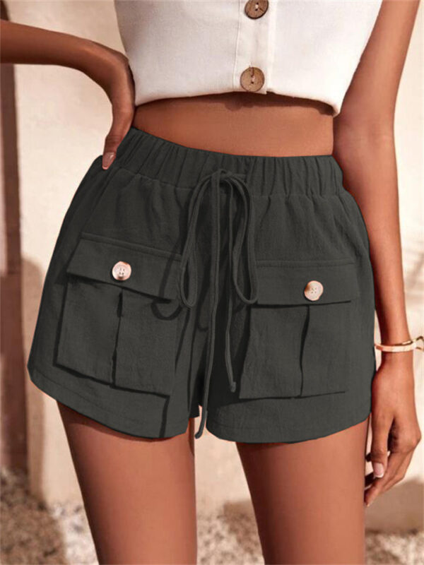 Summer Patch Pocket Drawstring Sports Shorts for Women - Image 5