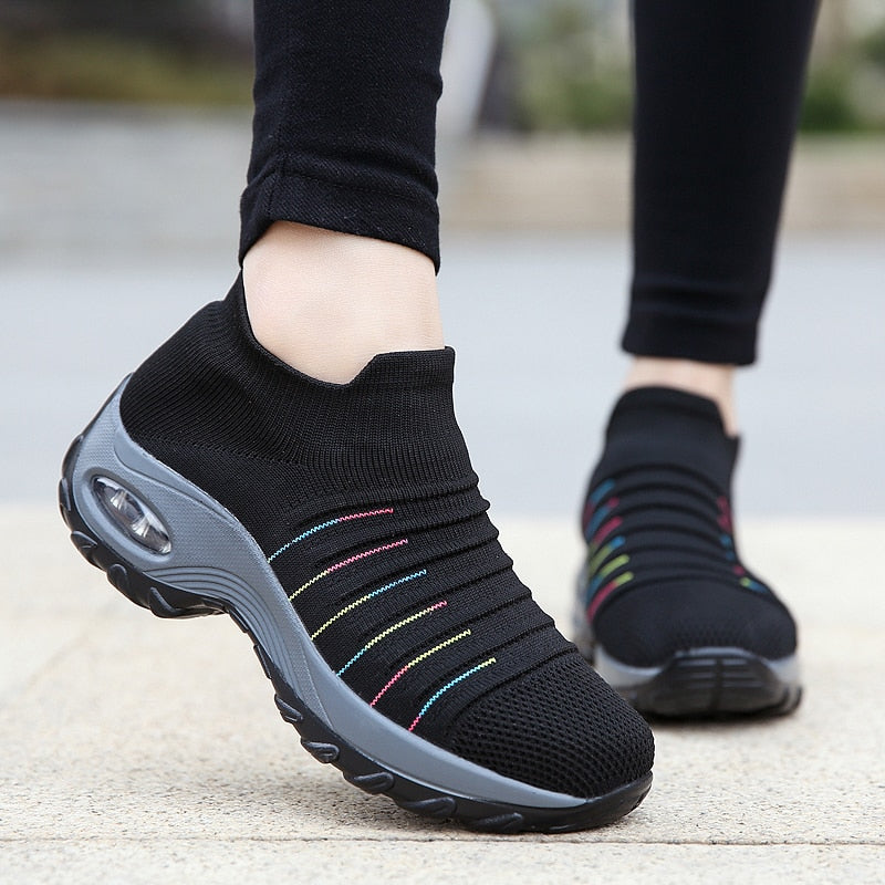 Women Fly-knit Breathable Casual Height Increasing Shoes - Image 3
