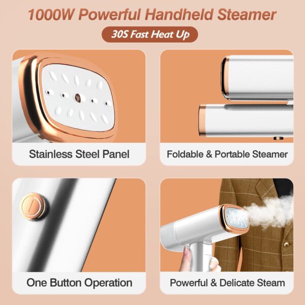 1000W Portable Handheld Clothes Steamer with Brush Foldable - Image 7