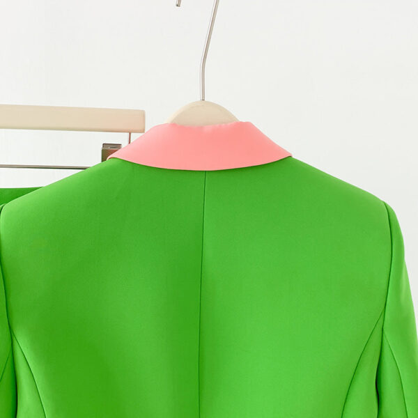 Women Green Pantsuit fitted Blazer + Mid-High Rise Flare Trousers Suit Pantsuit - Image 18