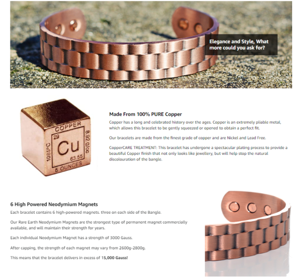 Pure Copper Super Magnetic Therapy Bio Negative Ion Bracelet - Image 3