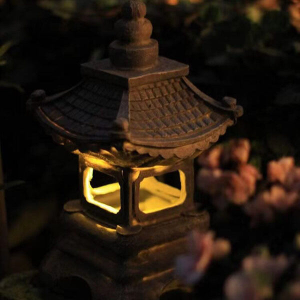 Retro Decorative Solar Tower Resin LED Outdoor Landscape Lighting - Image 18