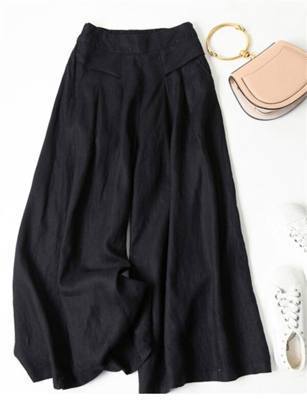 Women's Slim High-waisted Semi-elastic Cotton Linen Pants - Image 5