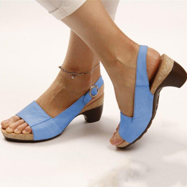 Women Elegant Low Chunky Heel Comfy Sandals - Image 4