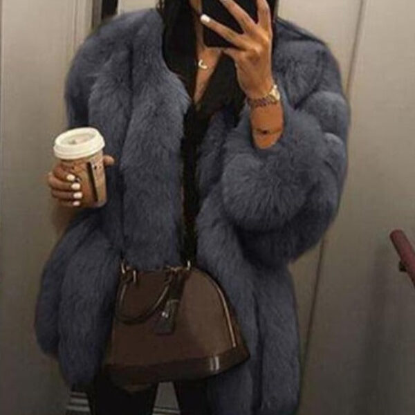 Women faux fur mid-long open front chunky coat | bubble fluffy coat 15 colors - Image 8