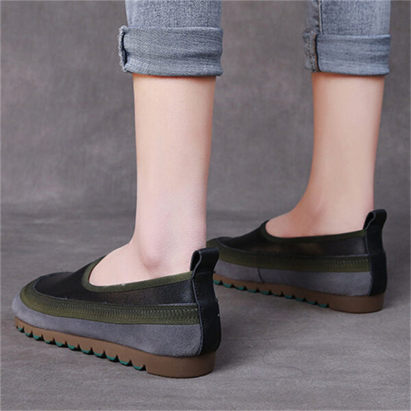 Women's Breathable Leather Splicing Soft Rubber Sole Non-Slip Loafers - Image 8