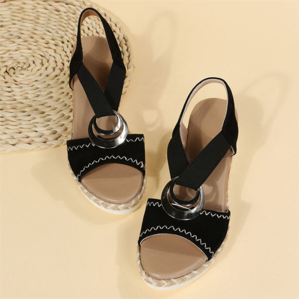 Summer Ethnic Style Iron Ring Open Toe Slip On Roman Sandals - Image 7