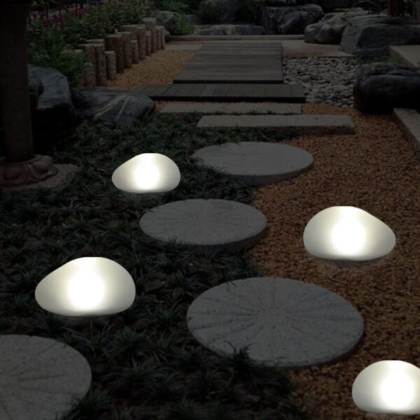 Solar Pebble ABS Sandblasted Glass LED Outdoor Landscape Light - Image 2