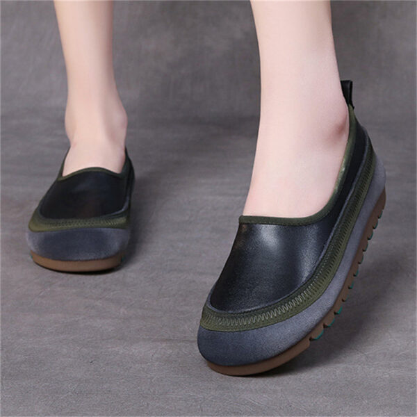 Women's Breathable Leather Splicing Soft Rubber Sole Non-Slip Loafers - Image 6