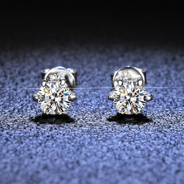 Stunning Classic Six-Prong Moissanite Stud Earrings - Image 9