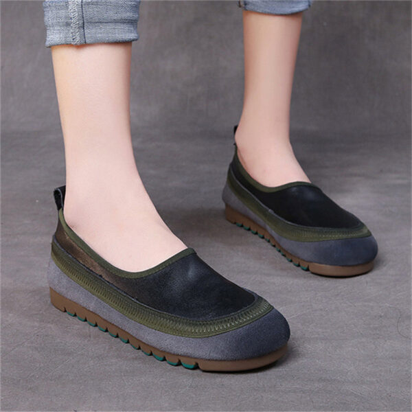 Women's Breathable Leather Splicing Soft Rubber Sole Non-Slip Loafers - Image 4