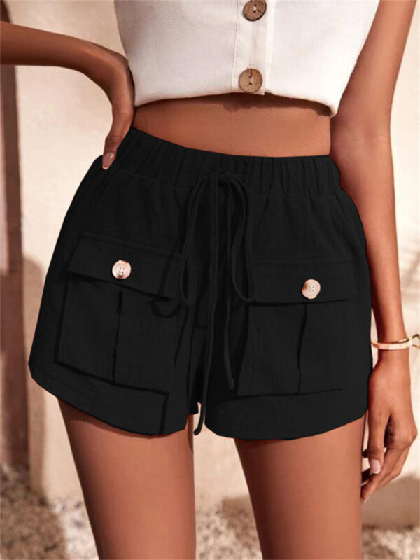 Summer Patch Pocket Drawstring Sports Shorts for Women - Image 9