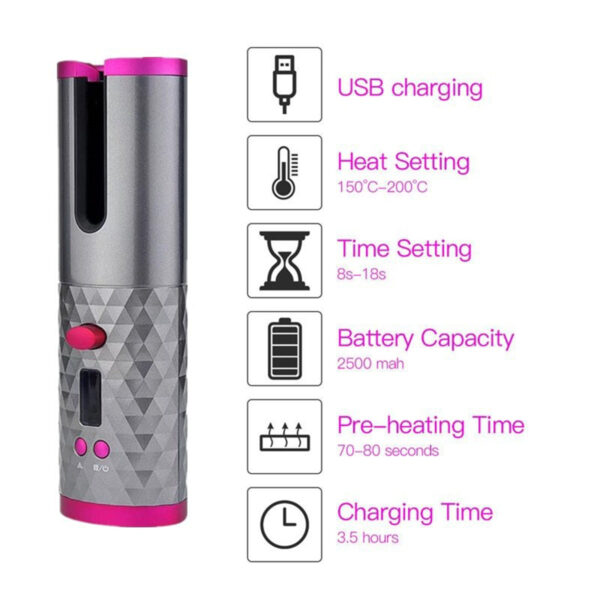 Wireless Automatic Hair Curling Iron Multifunctional Usb Rechargeable Hair Curler Portable Lcd Display Ceramic Curly Hair Tool - Hair Curler - Image 4