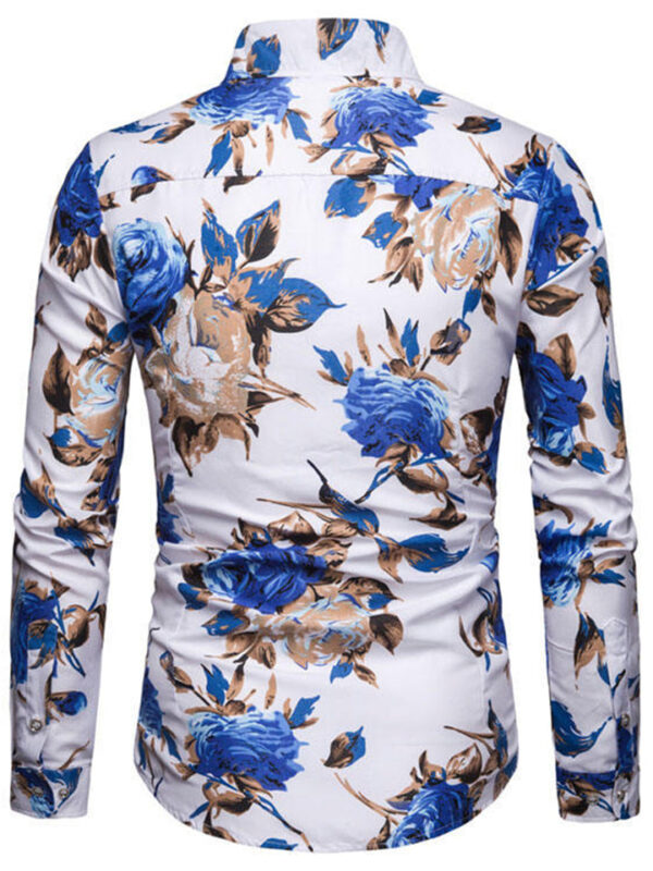 Stylish Relaxed Lapel Beach Floral T-shirts for Men - Image 2