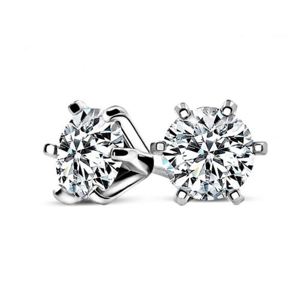 Stunning Classic Six-Prong Moissanite Stud Earrings - Image 3