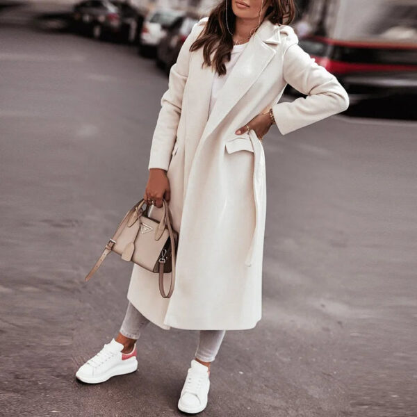 Women Lapel Overcoat Elegant Long Comfy Plush Outwear - Image 3