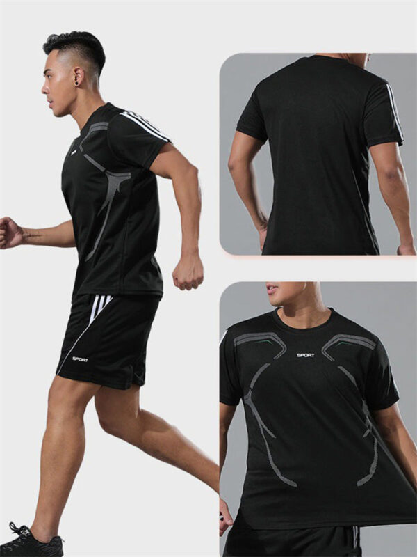 Summer Sports Breathable Quick Dry Short Sleeve Top + Loose Shorts - Image 6