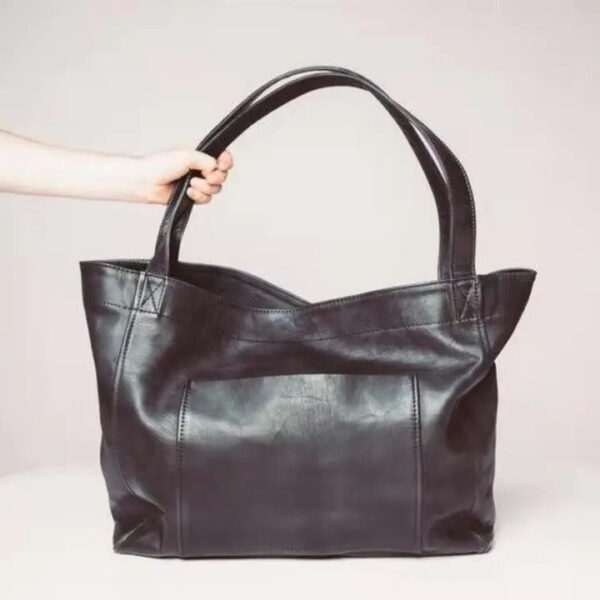 Women's Large Bag Soft Leather Single Shoulder Tote With Pockets - Image 2