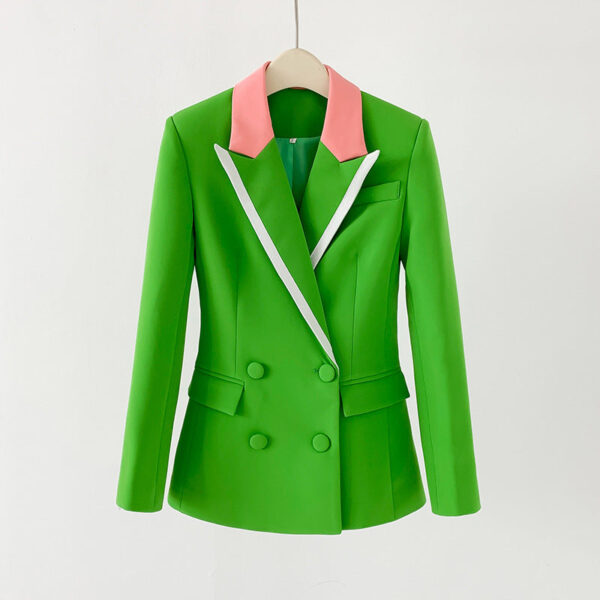 Women Green Pantsuit fitted Blazer + Mid-High Rise Flare Trousers Suit Pantsuit - Image 4