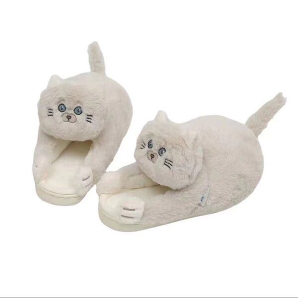 Winter Furry Cuddly Cat Soft Anti-Slip Home Slippers - Image 3