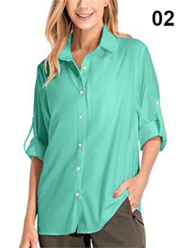 Women's Travel Vacation Sun Protection Long Sleeve Button Shirt - Image 2