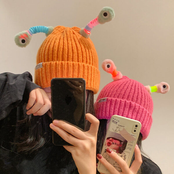 Winter Parent-Child Cute Glowing Little Monster Knit Hat - Image 22