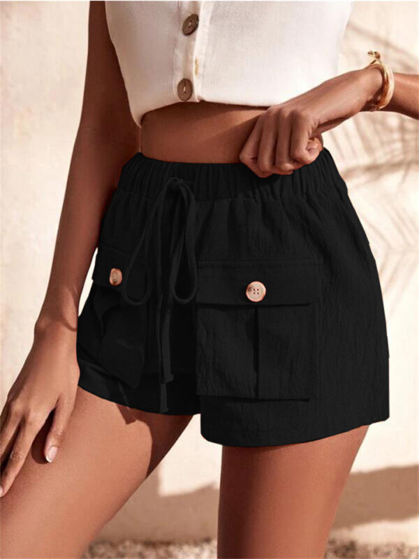 Summer Patch Pocket Drawstring Sports Shorts for Women - Image 10