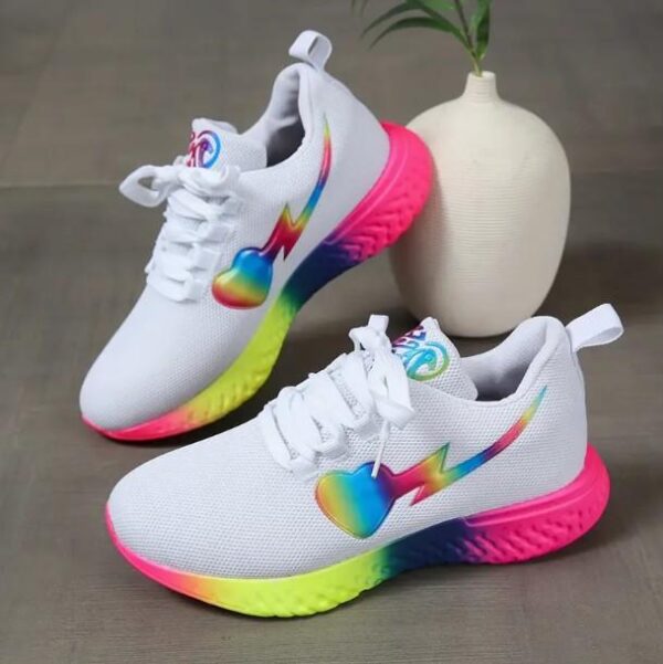 Women's Rainbow Love Sole Flying Woven Sneakers - Image 5