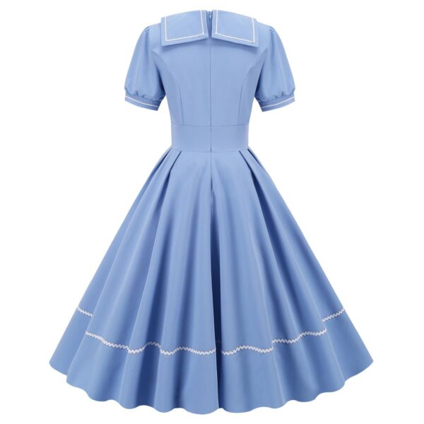 Women Retro Dresses Vintage 1950s Short Sleeve Prom Rockabilly Swing Dress - Image 3