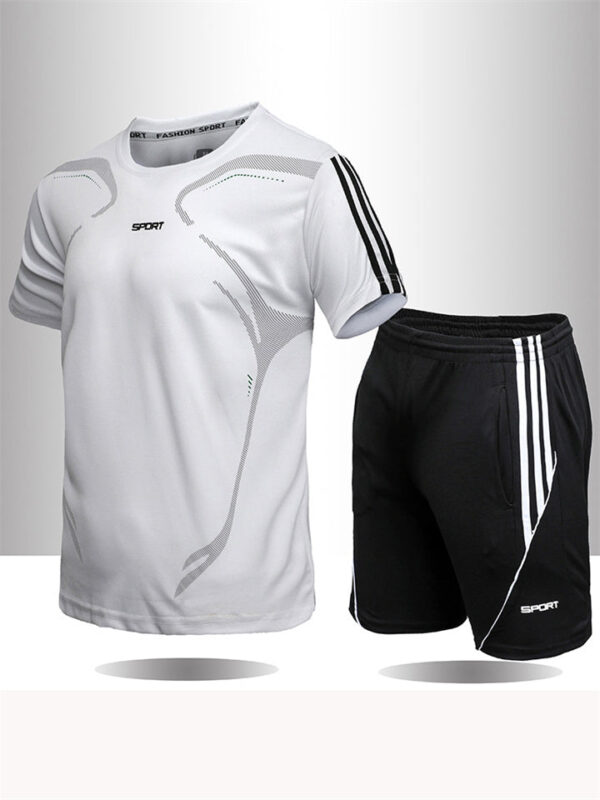 Summer Sports Breathable Quick Dry Short Sleeve Top + Loose Shorts - Image 4