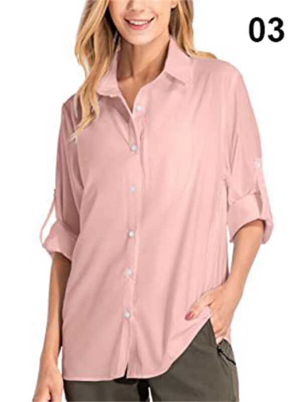 Women's Travel Vacation Sun Protection Long Sleeve Button Shirt - Image 3