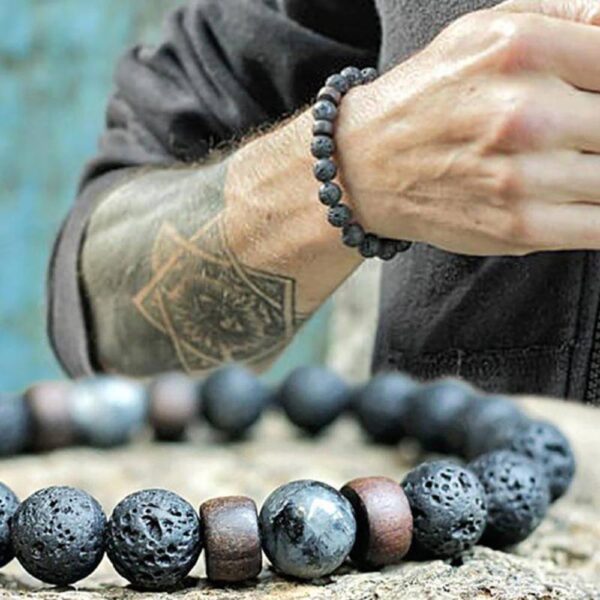 Tibetan Lava Stone Wooden Bead Wrist Chain Buddha Bracelet (13 Designs)