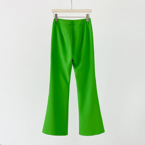 Women Green Pantsuit fitted Blazer + Mid-High Rise Flare Trousers Suit Pantsuit - Image 12